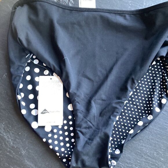Land’s End Plus Regular reversible bikini bottom black diagonal Polka Dot Var - Picture 5 of 9